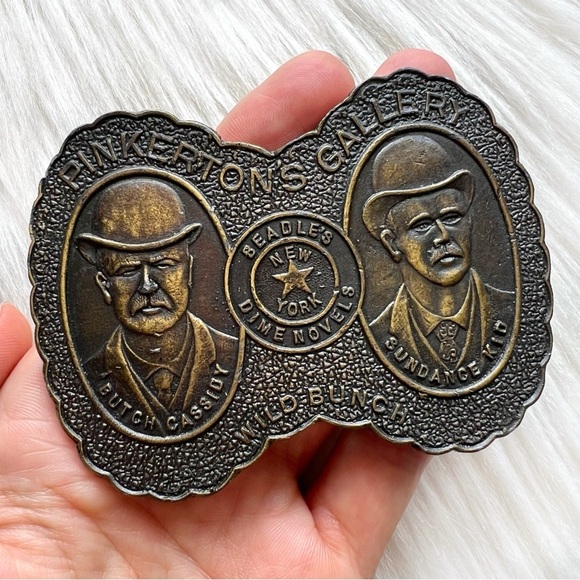 Pinkerton’s Gallery Butch Cassidy Sundance Kid Western Vintage Metal Belt Buckle